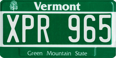 VT license plate XPR965