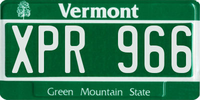 VT license plate XPR966
