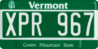 VT license plate XPR967
