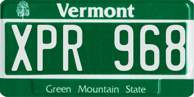 VT license plate XPR968