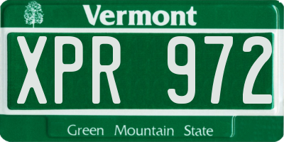 VT license plate XPR972