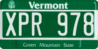 VT license plate XPR978