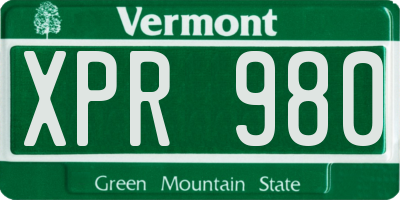 VT license plate XPR980