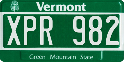 VT license plate XPR982