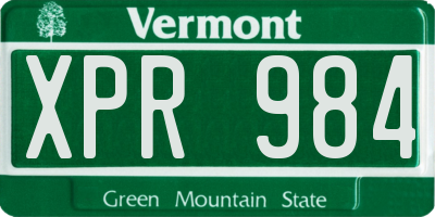 VT license plate XPR984