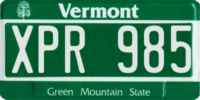 VT license plate XPR985