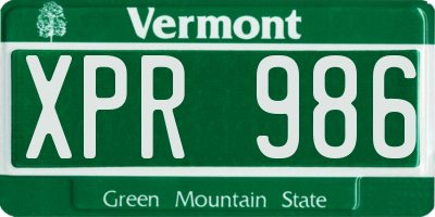 VT license plate XPR986