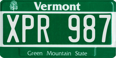 VT license plate XPR987