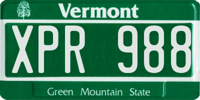 VT license plate XPR988
