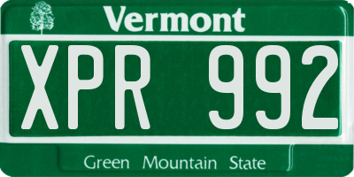 VT license plate XPR992