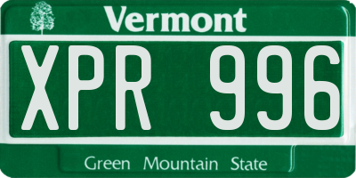 VT license plate XPR996