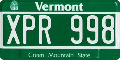 VT license plate XPR998