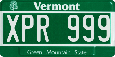 VT license plate XPR999