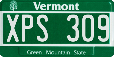 VT license plate XPS309