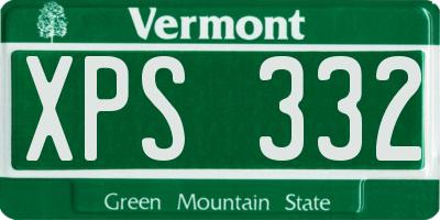 VT license plate XPS332