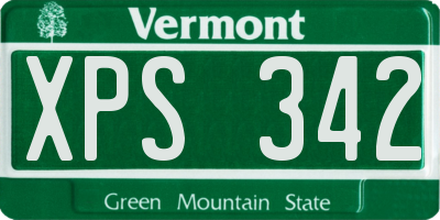 VT license plate XPS342