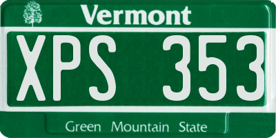 VT license plate XPS353