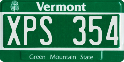 VT license plate XPS354