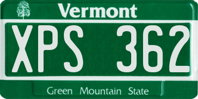 VT license plate XPS362