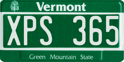 VT license plate XPS365