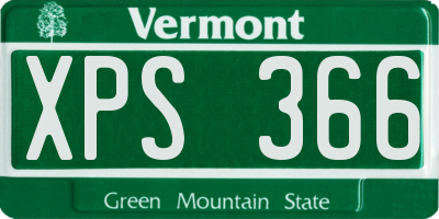 VT license plate XPS366