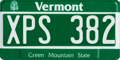 VT license plate XPS382