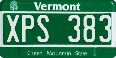 VT license plate XPS383