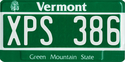 VT license plate XPS386