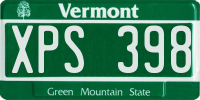 VT license plate XPS398