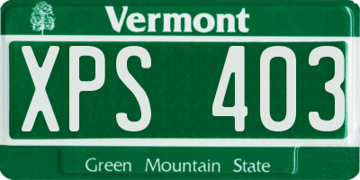 VT license plate XPS403