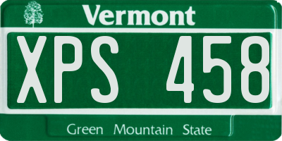 VT license plate XPS458