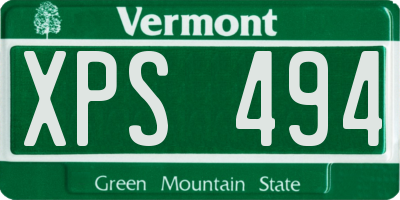 VT license plate XPS494