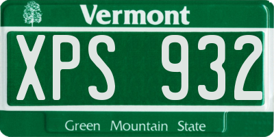 VT license plate XPS932