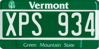 VT license plate XPS934