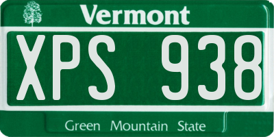 VT license plate XPS938