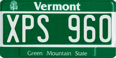 VT license plate XPS960