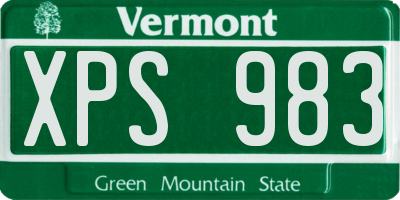 VT license plate XPS983