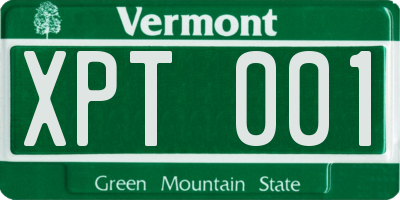 VT license plate XPT001