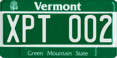 VT license plate XPT002