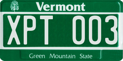 VT license plate XPT003