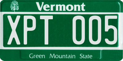VT license plate XPT005
