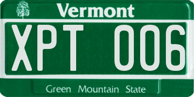 VT license plate XPT006