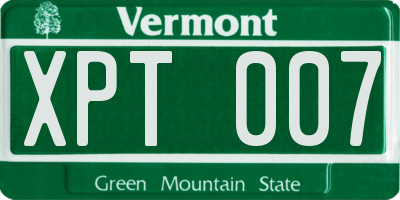 VT license plate XPT007