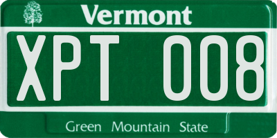 VT license plate XPT008