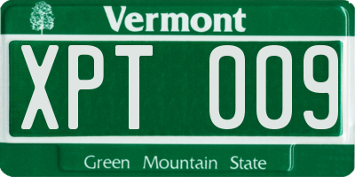 VT license plate XPT009