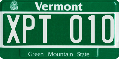 VT license plate XPT010