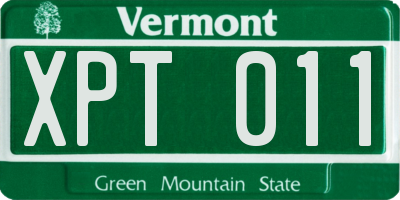VT license plate XPT011