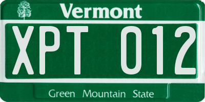 VT license plate XPT012