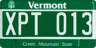 VT license plate XPT013