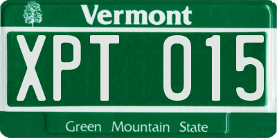 VT license plate XPT015